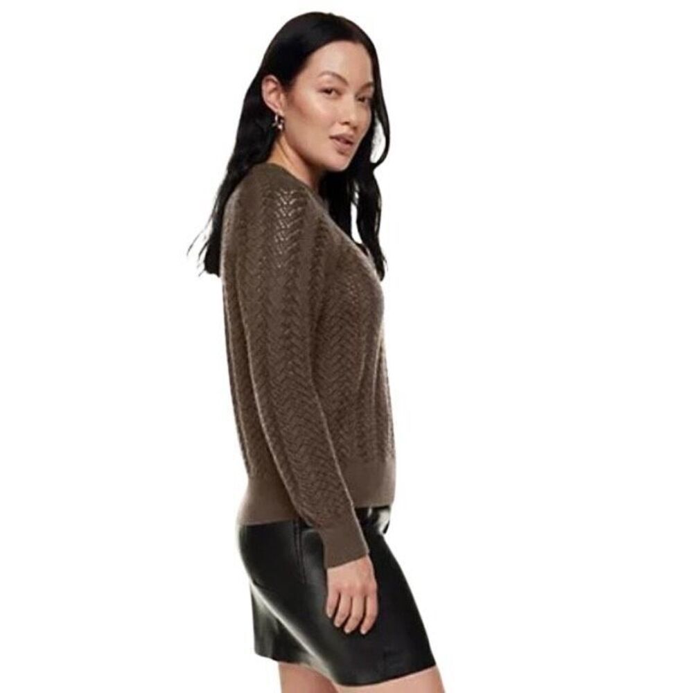 Aritzia Wilfred Arbor Merino Wool Sweater Womens Small Rich Mocha Brown - Picture 7 of 12